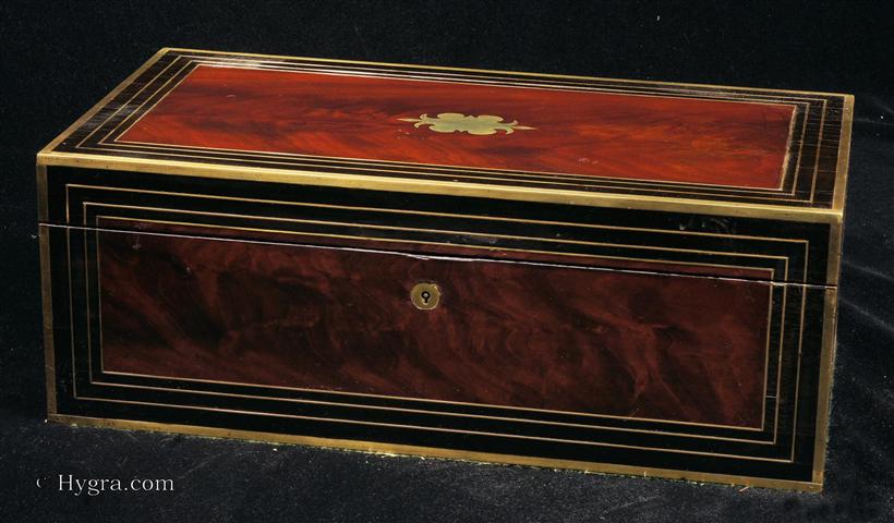 Brass bound and inlaid writing box with  Enlarge Picture